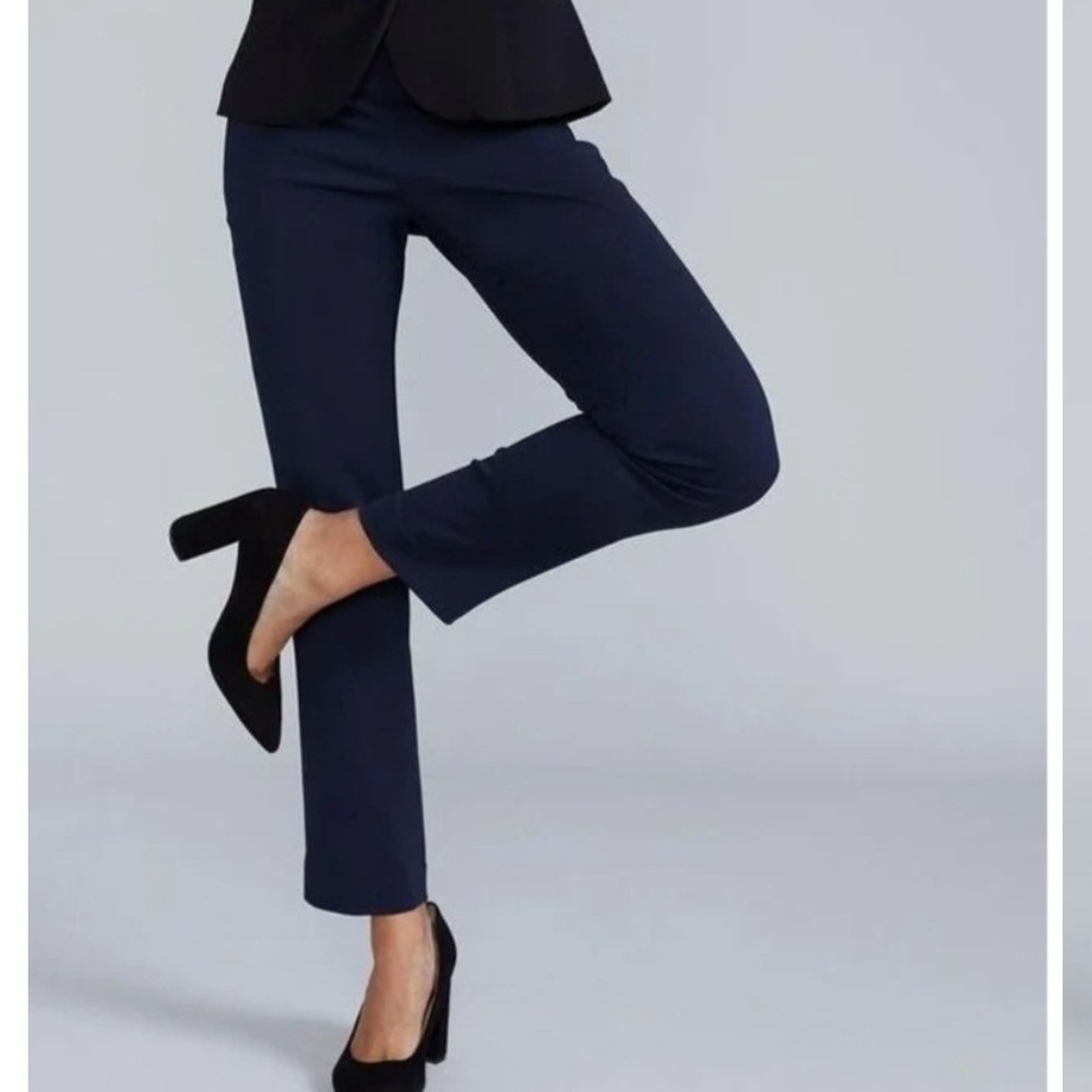 Nora Gardner Womens 4 Audrey Slim Fit Pants Navy Corporate Core Quiet Luxury New